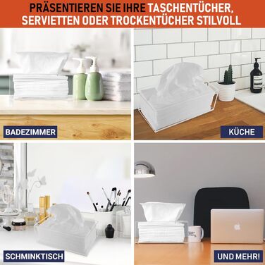 Acrylic tissue box, transparent, for tissues, napkins, dryer sheets - perfect cover for bathroom, desk, countertop, vanity, nightstand (Rectangular, Clear)