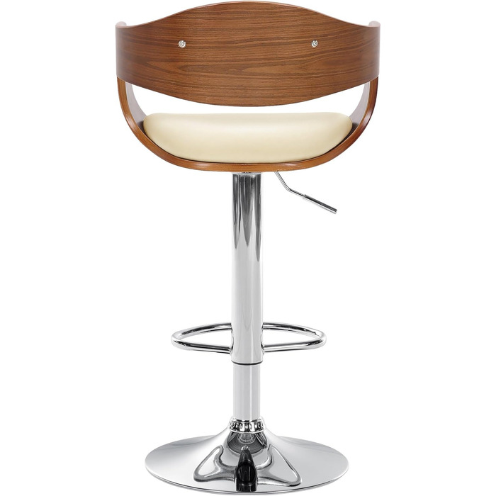 Kingston Adjustable Bar Stool with Faux Leather Seat - Walnut/Cream Finish