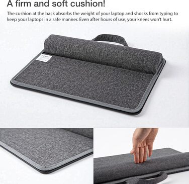 Підставка для ноутбука на колінах, колінцевий столик з подушкою, L – дерев'яний вигляд (M – PU), 30.5 x 57 x 4.5 см