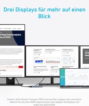 USB-C хаб Anker: док-станція з двома HDMI, 100W, 10Gbit/s, 8 портів для MacBook, Dell, iPad Pro