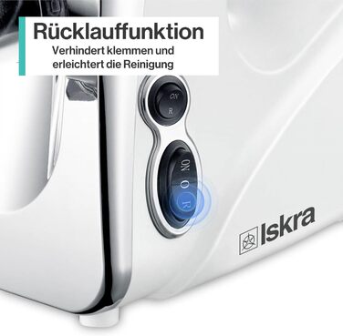 Електричний Fleischwolf Iskra 1200W: м'ясорубка, фляндр, соковичавник 4-в-1 з нержавіючої сталі