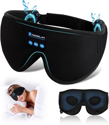Маска для сну з Bluetooth-навушниками, 3D маска для сну, бездротова музична маска для сну для тих, хто спить на боці/спині, чорний колір