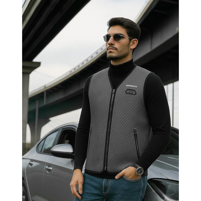 Обогреваемая жилетка KEMIMOTO для мужчин: 6 зон обігріву, 3 рівні нагріву, USB, для катання на лижах, риболовлі, мотоцикла, кемпінгу, сіра