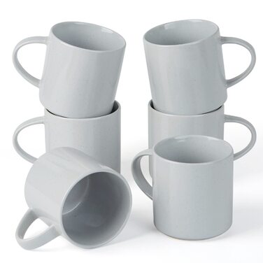 Набір посуду Nebula для 6 осіб: 18-частинний набір тарілок та набор салатників, розписний посуд з каменю, сервіз, придатний для мікрохвильової печі та посудомийної машини, колір кориця (світло-сірий), чашки (355мл, 6 шт.)