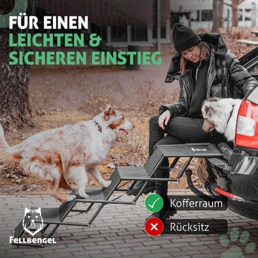 Dog stairs car [with unique safety level] Folding dog ramp car - Dog car entry aid - Dog stairs for large dogs - Folding dog ladder up to 60kg