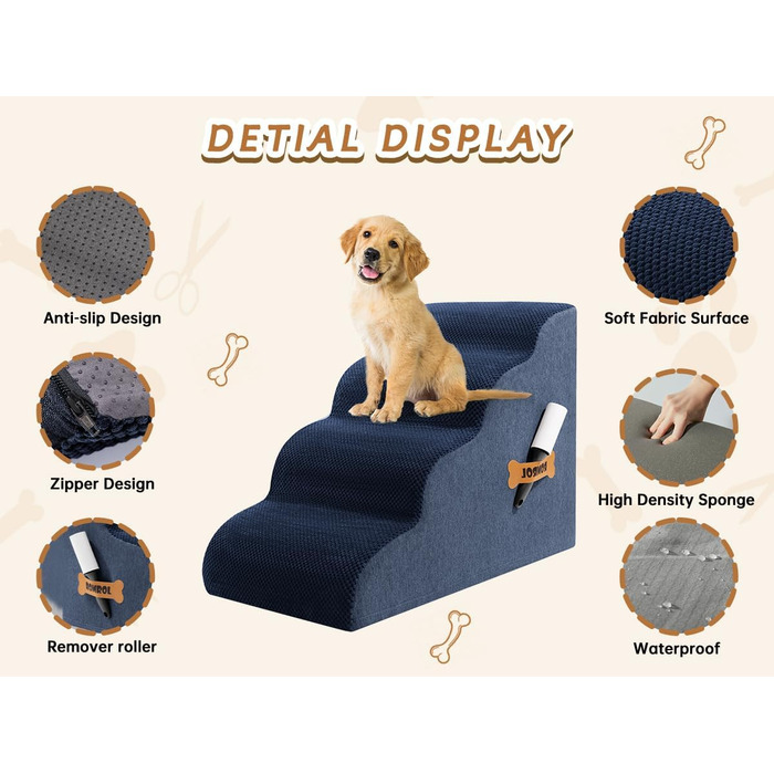 Сходинки для собак та котів ROMROL - 4 сходинки, Marine (Морський колір)