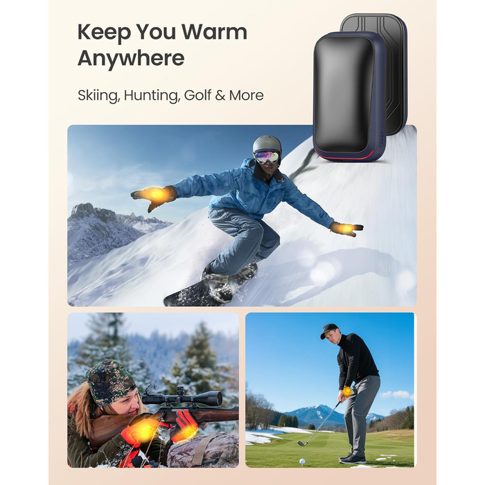 Електричний грілка для рук Gaiatop 2 шт. з магнітом, USB, багаторазовий, 3 швидкості нагріву, компактний, подарунок для чоловіків та жінок (блакитний)