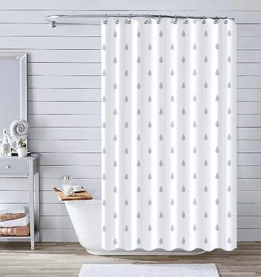 Штора для душу YOUNG DA текстильна біло-сіра з малюнком 