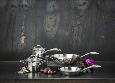 Набір сковорідок SCANPAN STS з нержавіючої сталі 20+28 см | Багатофункціональні сковороди Induction з алюмінієвим ядром, похилі бортики | Сковороди для всіх типів плит | Огнестійкі (24 см)