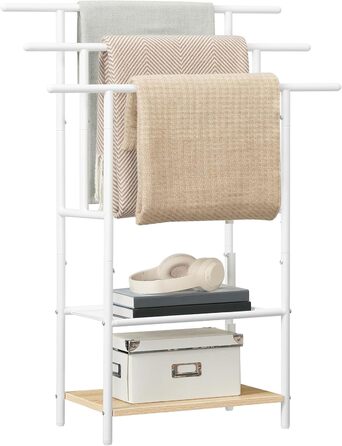 HOOBRO Настінна/Підлогова Сушарка для Рушників з 3 Перекладинами та 2 Полицями, Колір: Темно-Коричневий/Чорний, EBF05LB01