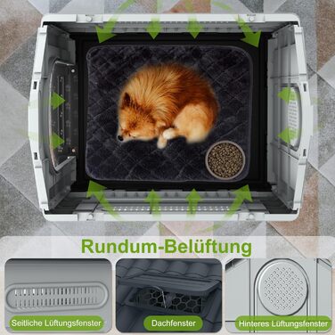 Кінець будинку для собак UISEBRT з пластику, ізольований собачий будиночок з ковзним дахом, верхнім світлом та піднятим дном, вольєр для собак, клітка для собак, будиночок для домашніх тварин для приміщення та на вулицю, 79,5 x 70,5 x 78 см