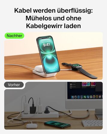Беспроводная зарядка Belkin UltraCharge Qi 2.2 2-в-1 25W MagSafe сумісна для iPhone 17, iPhone Air, AirPods, Pixel – біла з USB-C адаптером 45W