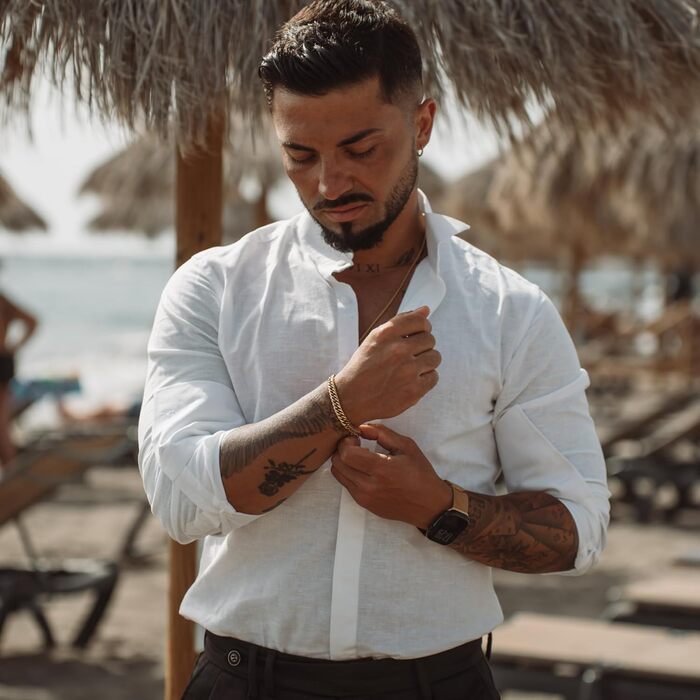 Браслет чоловічий SERASAR з нержавіючої сталі 316L, вологостійкий, надійний замок, 3 кольори, у подарунковій коробці (17см, Cuban, Gold)