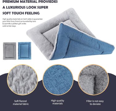 IEUUMLER Dog Bed Washable Dog Mat, Fluffy Soft and Warm Dog Blanket for Travel, Cat Cushion for Large and Small Dogs or Cats FC014 (Gray, 106 * 71cm) (XS(45*33cm), Gray and Blue)