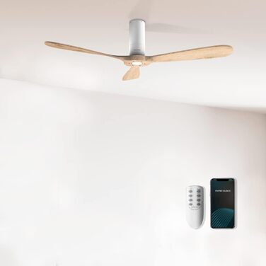 Стеляний вентилятор Cecotec EnergySilence Aero 5500 Black Aqua Connected з Wi-Fi та пультом дистанційного керування. 40 Вт, діаметр 52 дюйми, 3 лопаті, IP44, зимовий/літній режим, таймер (дерево)