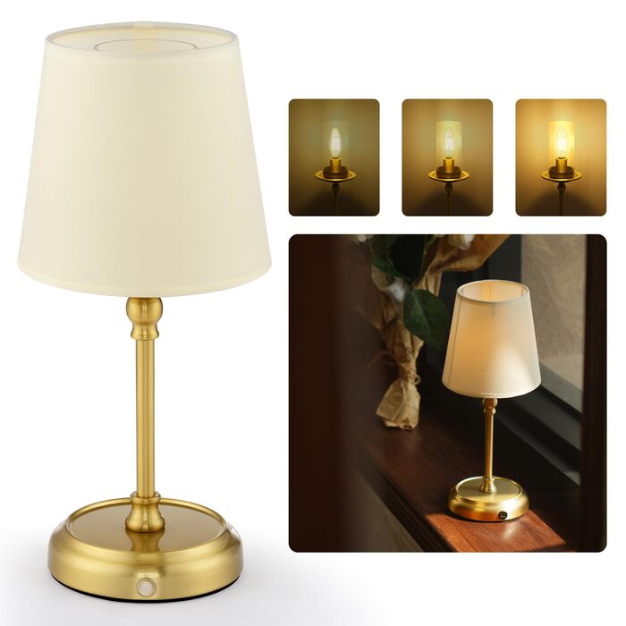 Нічник бездротовий акумуляторний Wiederaufladbare з димером та лампочкою для спальні, вітальні, їдальні - Золотий A-gold