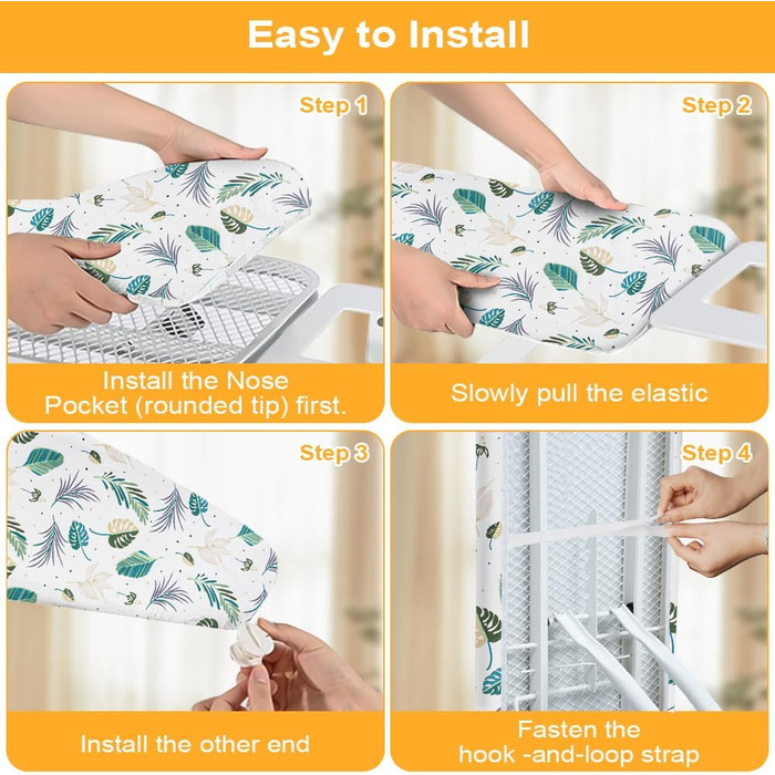 Чохол для прасувальної дошки, 125 x 46 см, універсальний, з гумкою, бавовна, підходить для парогенератора та праски (зелений)