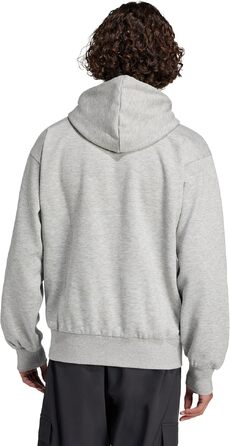Чоловічий худі adidas Essentials Linear Fleece з капюшоном, сірий меланж/чорний, розмір S