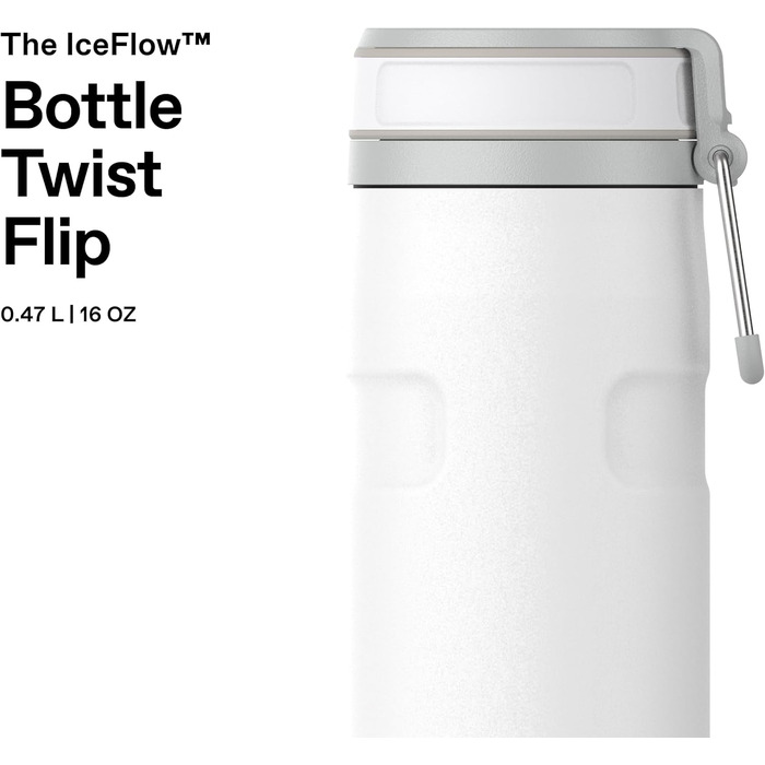 Термопляшка STANLEY 1913 IceFlow Twist Flip 0.47л, Frost — герметична, зі сталі, BPA-free, для напоїв