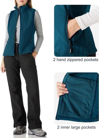 Жіноча софтшеллова жилетка Outdoor Ventures для бігу та спорту: легка, вітронепроникна, з флісовою підкладкою та 4 кишенями (XS, Nebel Blau)