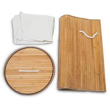 Relaxdays Bamboo Laundry Basket Round