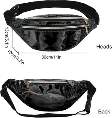 Стильна поясна сумка-фенні-пак AYNKH з трьома відділеннями, водонепроникна, унісекс (Яскраво-чорний)