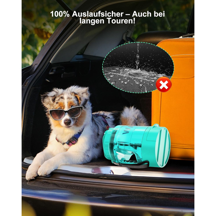 Поїлка для собак Lesotc 2200 мл, велика, для подорожей та кемпінгу (м'ятний)