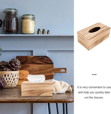 Cabilock 1 Piece Tissue Box Facial Tissue Box Wooden Cosmetic Tissue Box Paper Towel Box Tissue Box Dispenser for Office Kitchen Living Room Bedroom Desk