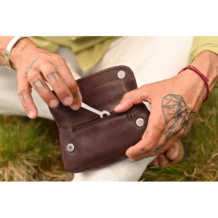Gusti Pipe Pouch Leather - Jared Tobacco Pouch Pipe Bag Tobacco Bag Natural Rubber Lining Brown