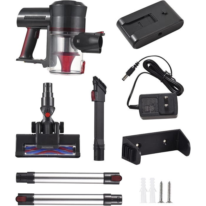 Акумуляторний пилосос Kavolet 25 kPa, 40 хв роботи, 2-в-1 для дому, офісу та авто. З насадкою для щілин та щіткою.