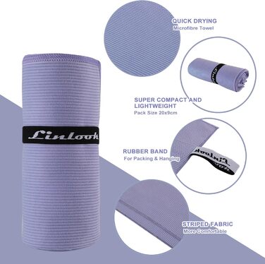 Рушник з мікрофібри Linlook - великий, компактний, швидковисихаючий. Ідеально для спорту, подорожей, йоги, пляжу, тренажерного залу. Розмір: 180x80 см. Кольори: зелений, фіолетовий