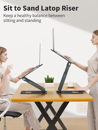 Adjustable Laptop Stand for Desk - Telescoping Design, Ergonomic Riser for 10-17 inch Laptops (Gray)