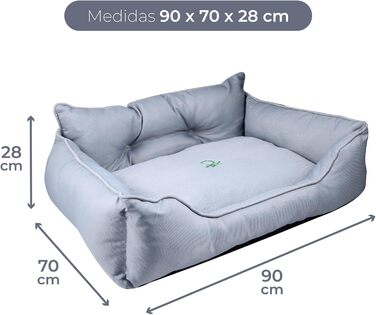 UNITED COLORS OF BENETTON. Pets - Dog bed, ergonomic bed, for medium-sized dogs, made of polyester, machine washable, size M, (grey, 90 cm)