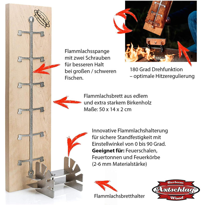 Axtschlag Birch Wood Fire Pit Log Grate - Essential Line, Extra Strong, Adjustable Stainless Steel Holder for Fire Bowl, Fire Ton, Fire Basket