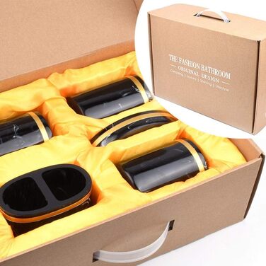 Набір аксесуарів для ванної кімнати, 5 шт., чорний, люкс, мармуровий малюнок, зубна щітка, дозатор мила, стакан, мильниця