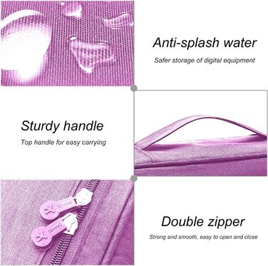 Органайзер для кабелів LTLSZRN, сумка-органайзер для електроніки, фіолетовий
