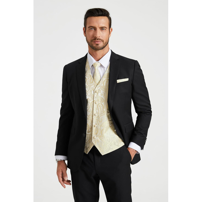 Костюм для чоловіків Enision: жилет, краватка, нагрудна хустинка. Набір для весілля, вечірки, ділових зустрічей. Розміри XS-6X, колір: морський/шампань