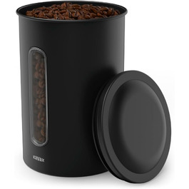 Xavax | Контейнер для кави з нержавіючої сталі (великий об'єм, понад 1 кг кави, підходить для будь-яких продуктів харчування) Матовий чорний