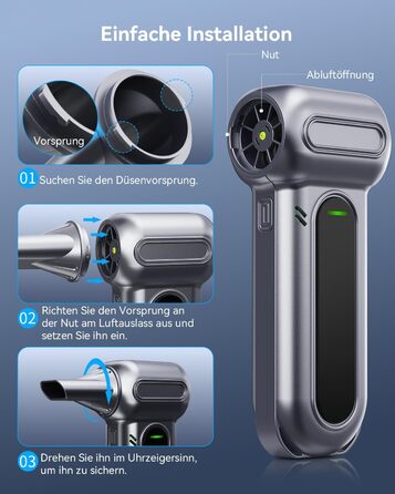 Електричний пилосос-піногенератор Orantronx Air Duster 200000 об/хв, 4-ступенева регулювання, акумуляторний, USB-зарядка, для ПК, клавіатури, авто, дивану, ноутбука, дому, вулиці