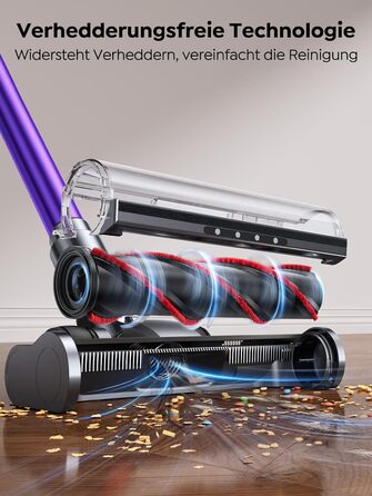 SMOTURE Бездротовий акумуляторний пилосос 50 000 Па, 65 хв роботи, міні-турбонасадка, самостійна парковка, антизаплутана щітка, док-станція на стіні, для шерсті тварин/килимів/твердих поверхонь/автомобіля, модель: VAC02, темно-фіолетовий