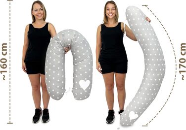 Подушка для вагітних Amilian Stillkissen XXL з зірками (сіра) - подушка для сну на боці та годування