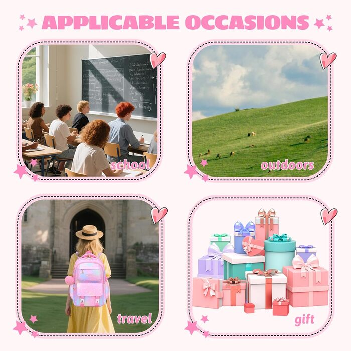 Шкільний рюкзак для дівчинки-підлітка 3 в 1: рюкзак, ланч-бокс, пенал. Підходить для ноутбука 15.6