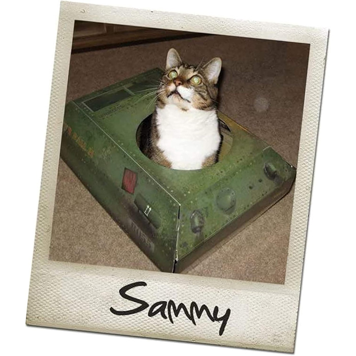 Будиночок для котів Tank від Suck UK: картонний будиночок, іграшка та ліжко для котів, інтерактивна іграшка, оригінальне аксесуар та подарунок для котів, іграшка для дому та вулиці