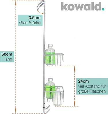 Підвісна полиця для душу Kowald Design, хром, вузька, 68x15x12 см