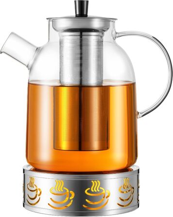 Чайник скляний HEMOLY 1,8L з підставкою, з ситечком для листового чаю та пакетиків