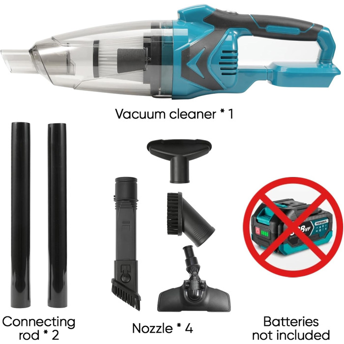 Акумуляторний ручний пилосос Makita 18V, 10000Pa, 4-в-1 для дому, авто, шерсті тварин, 0.75л (без акумулятора)