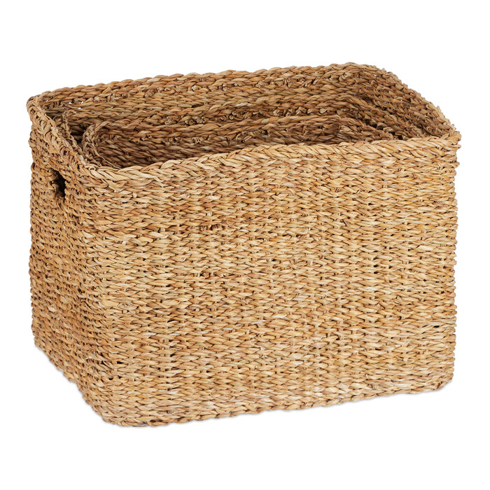 Relaxdays 3-Piece Seagrass Storage Basket Set