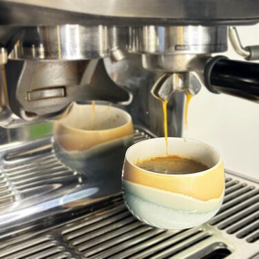 Набір кавових чашок для капучино 4x210мл, бежеві, порцеляна, ручної роботи, без ручки, для лате макіато, сумісність з посудомийною машиною