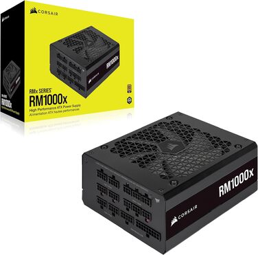 Блок живлення Corsair RM1000x 1000W 80 Plus Gold, повністю модульний, ATX, з японськими конденсаторами та 135-мм вентилятором, чорний