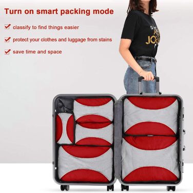 Органайзери для валіз G4Free (3/6/7 шт.) - Набір для подорожей | Кольори: Червоний